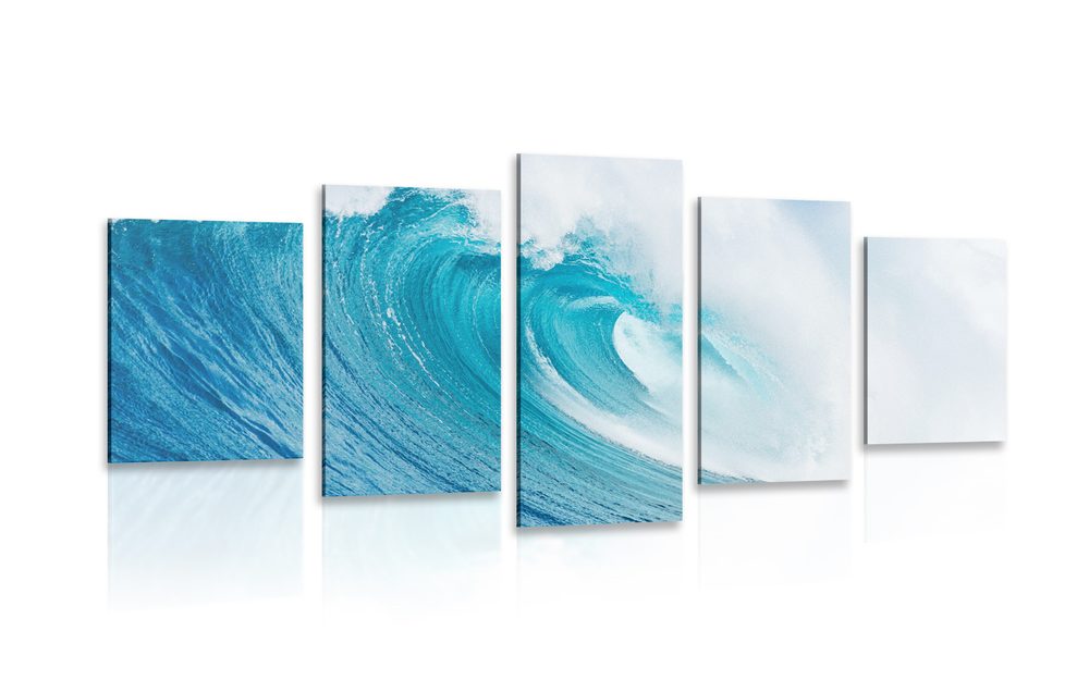 5-dielny obraz morská vlna - 200x100