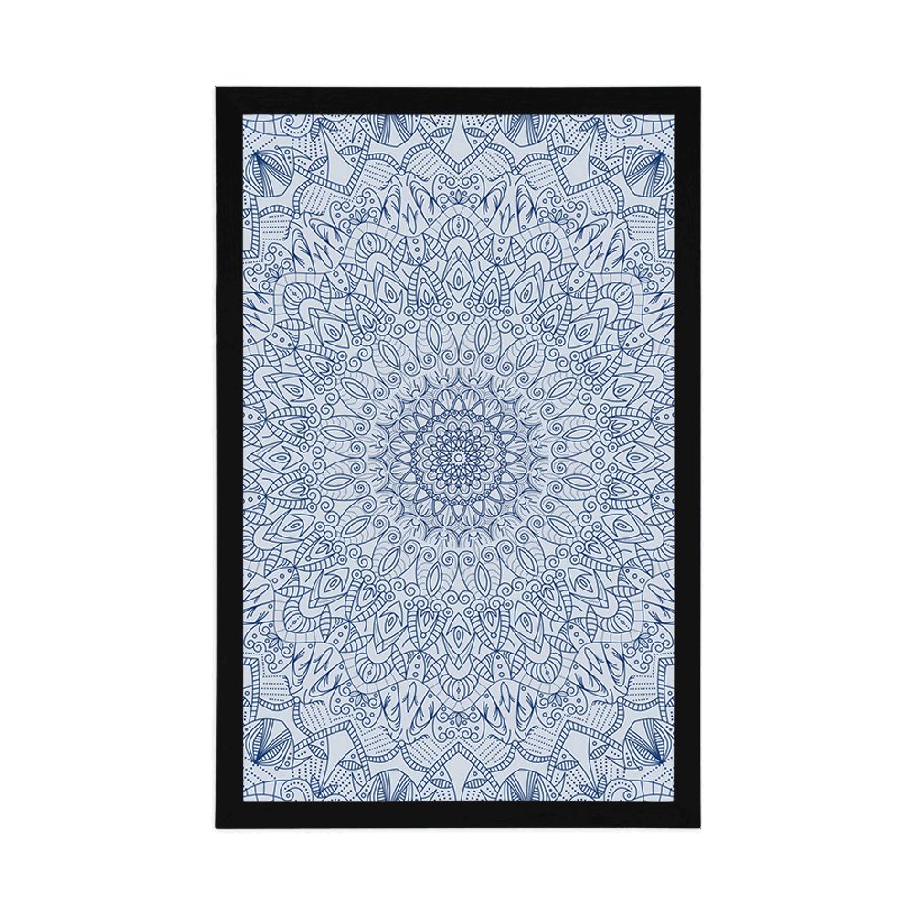 E-shop Plagát detailná ozdobná Mandala v modrej farbe