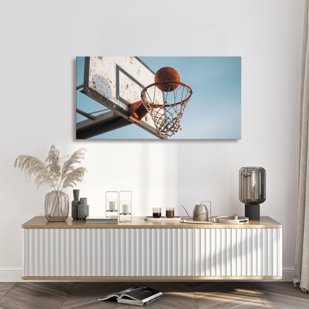 Obraz lopta v basketbalovom koši