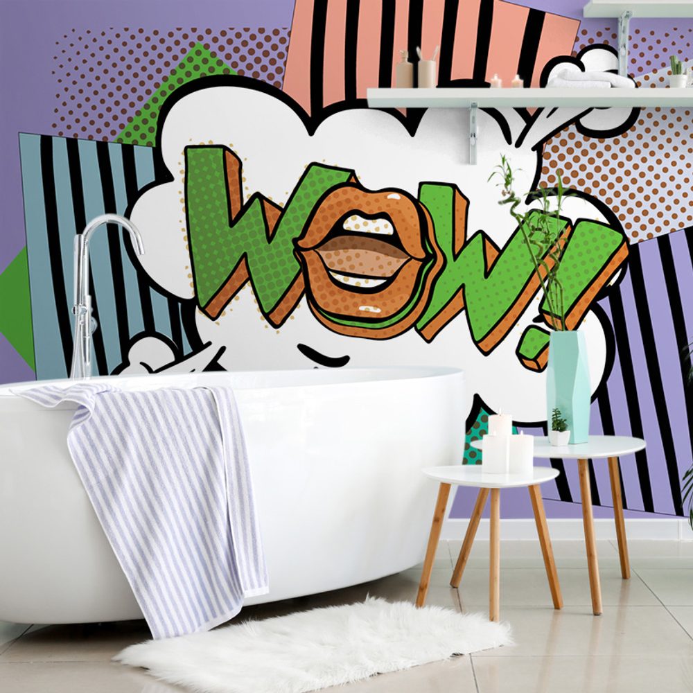 Samolepící tapeta stylový fialový pop art - WOW!