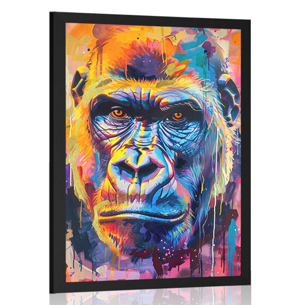Plagát gorila s imitáciou maľby