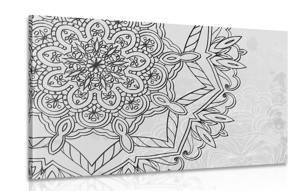 Obraz Mandala v zimním motivu v černobílém provedení
