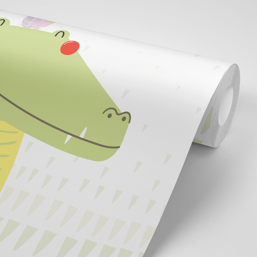 E-shop Tapeta roztomilý krokodíl s pierkami