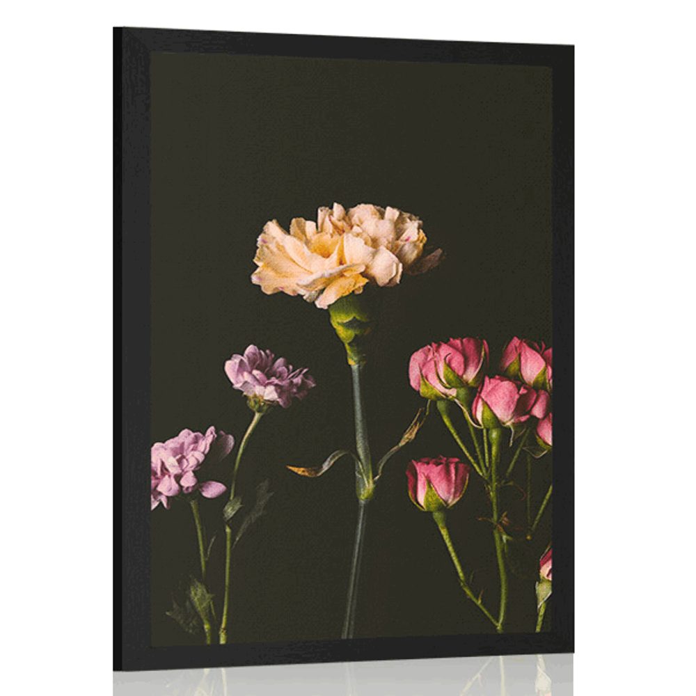 Plakát elegantní květiny na tmavém pozadí