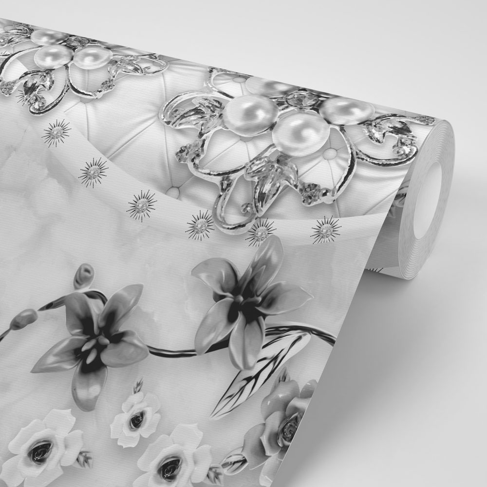 E-shop Tapeta čiernobiele kvetinové šperky