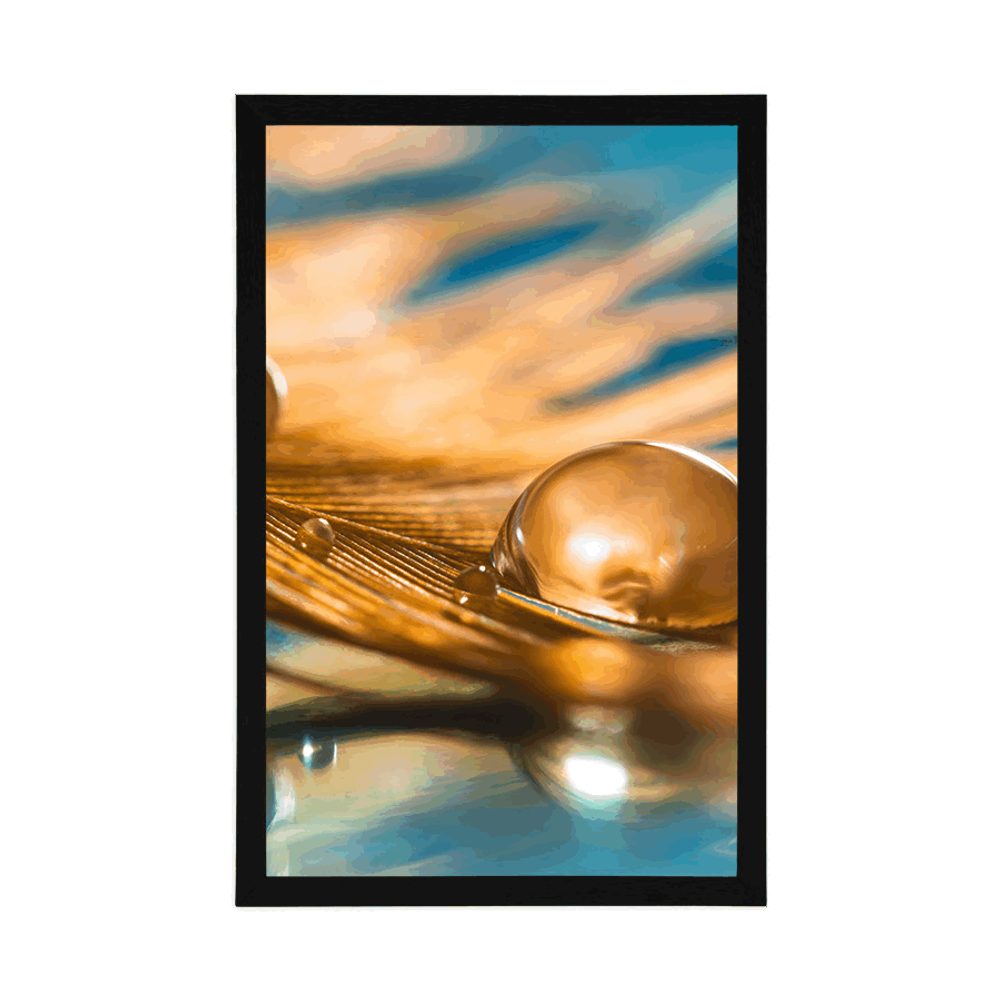 E-shop Plagát kvapka vody na zlatom pierku
