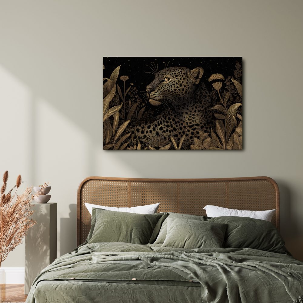 Obraz leopard v nočnej džungli