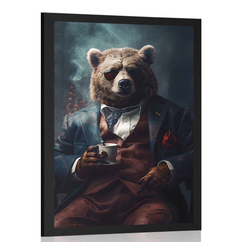 Plakát zvířecí gangster medvěd