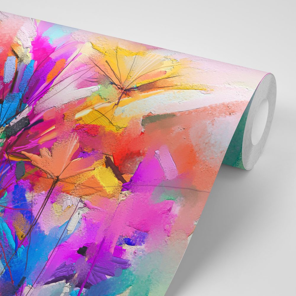 E-shop Samolepiaca tapeta abstraktné farebné kvety