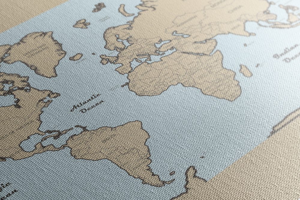 E-shop Obraz mapa sveta s béžovým okrajom