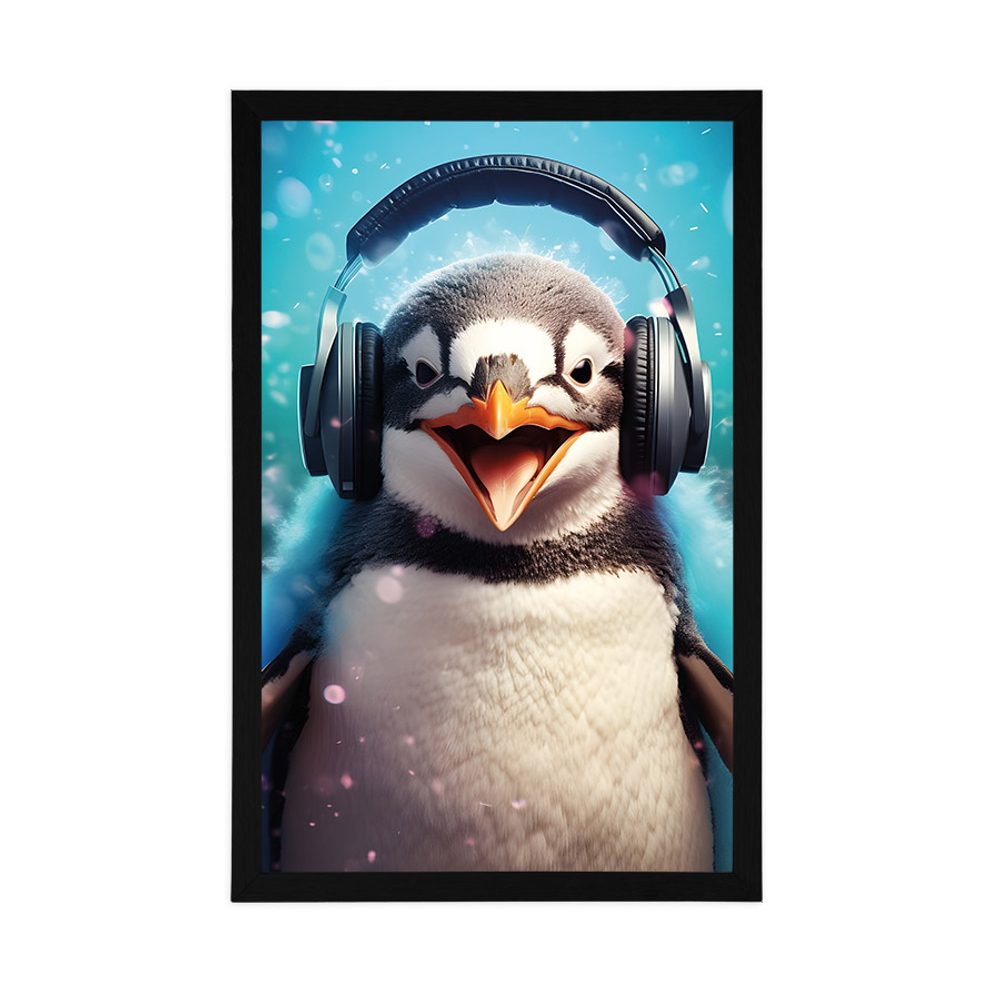 E-shop Plagát tučniak so slúchadlami