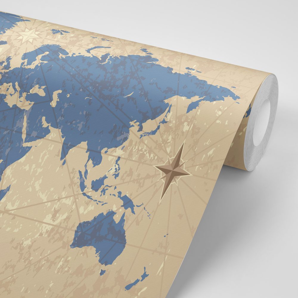 E-shop Tapeta mapa sveta s kompasom v retro štýle