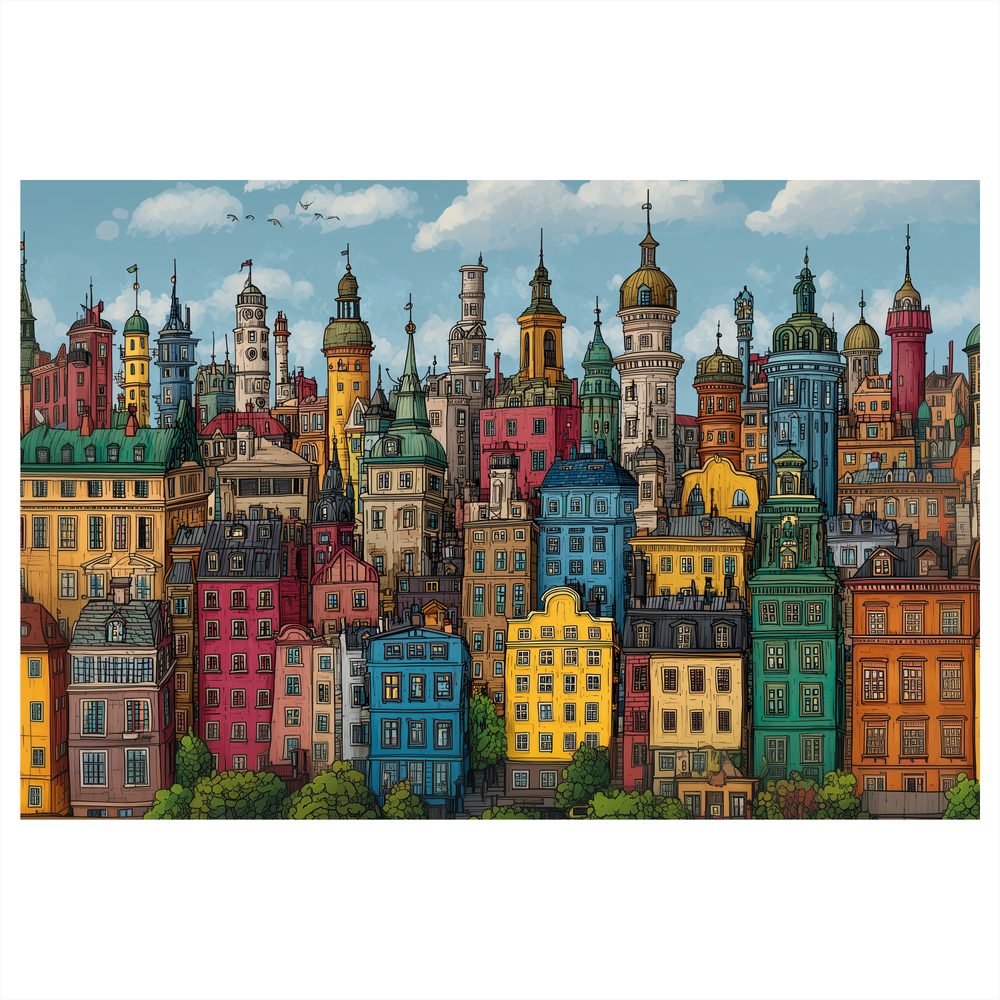 Obraz farebná mestská panoráma