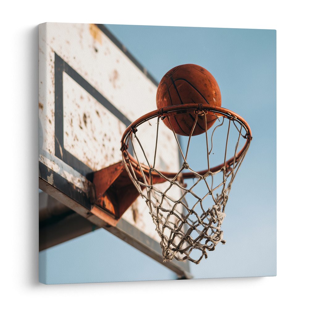 Obraz lopta padajúca do basketbalového koša