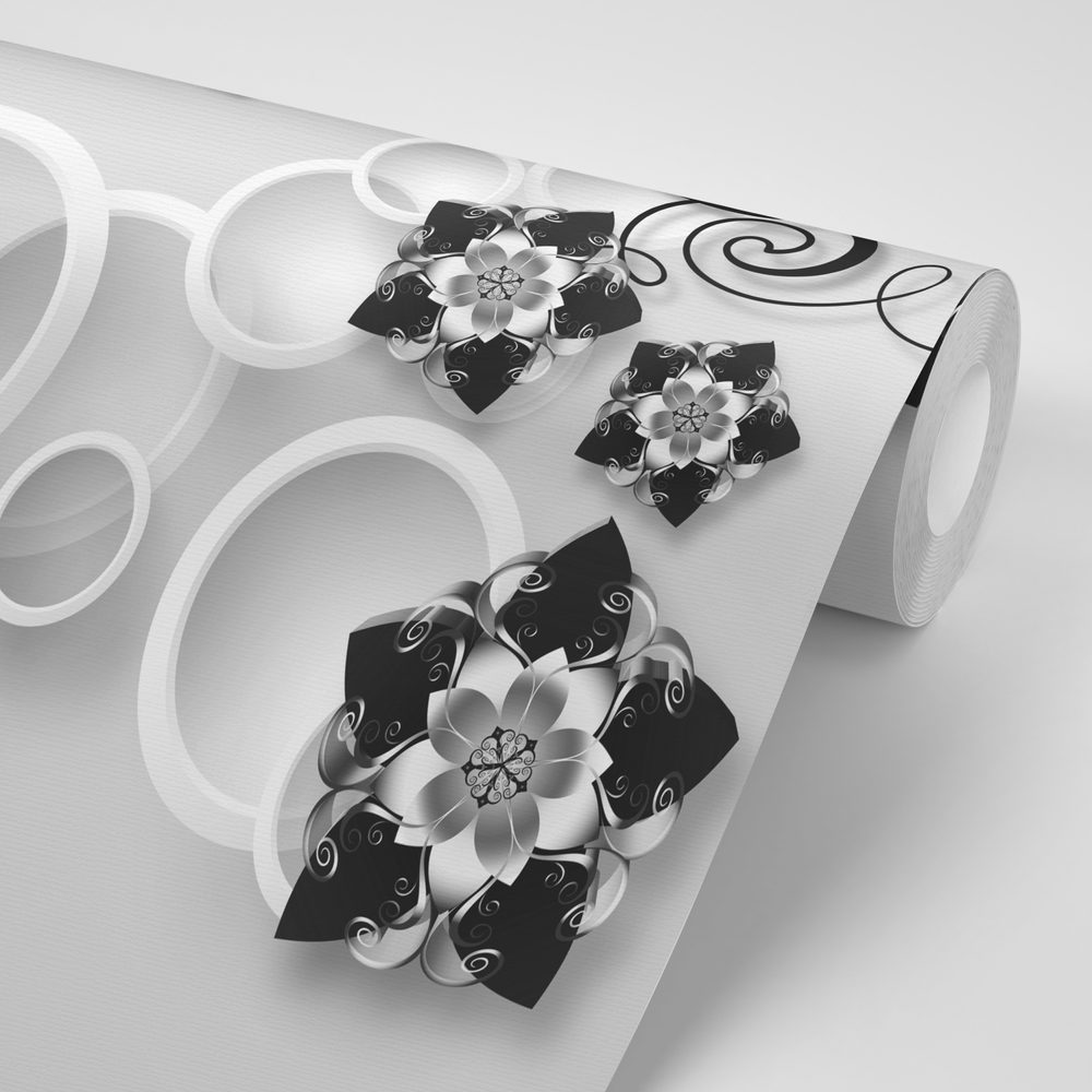 E-shop Samolepiaca tapeta abstraktné šperky v čiernobielom