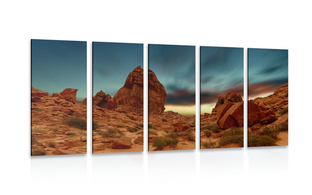 5-dílný obraz skalnatá hora - 100x50