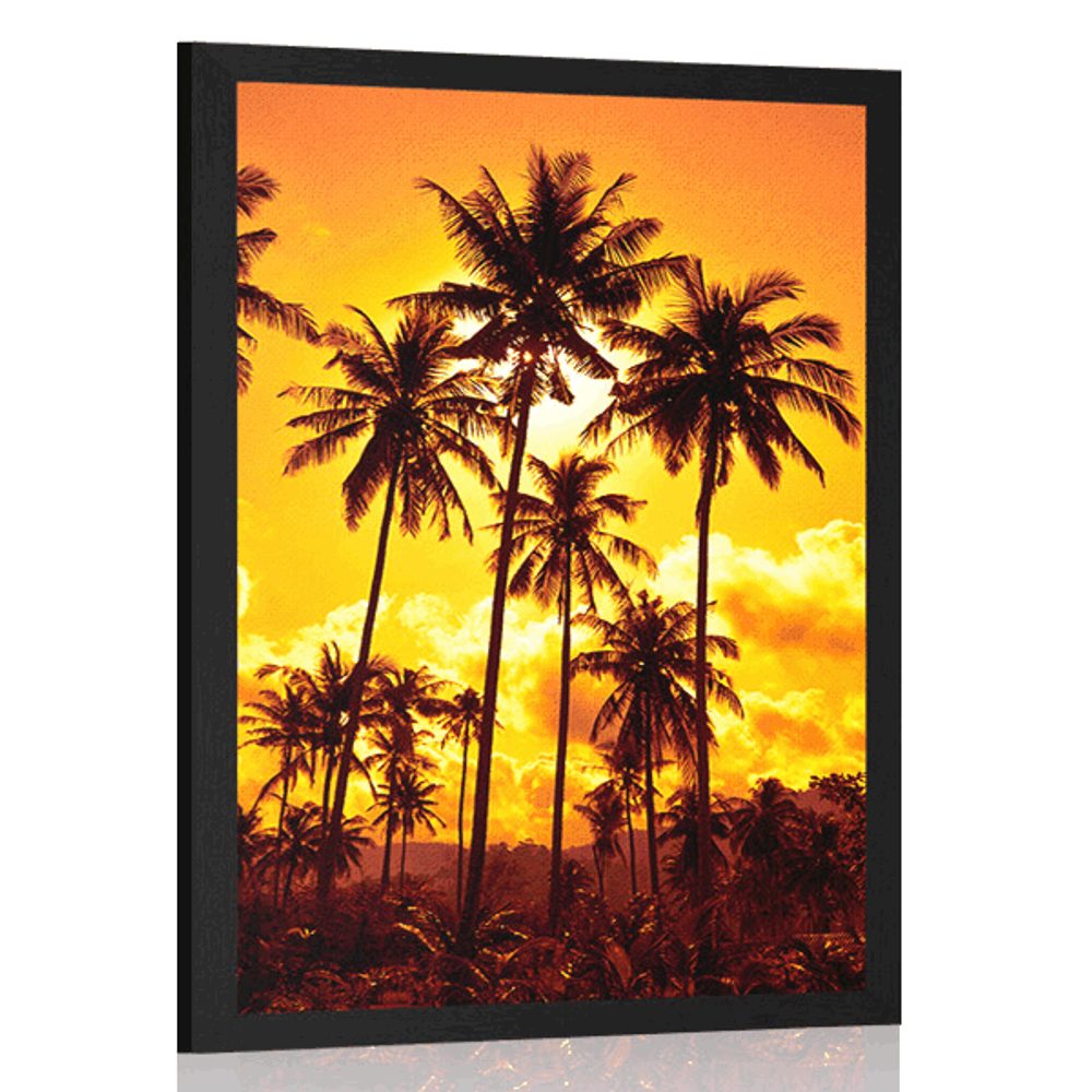 Plakát kokosové palmy na pláži - 30x45 black