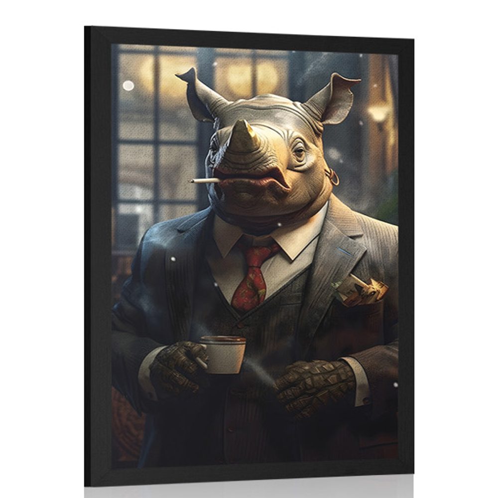 Plakát zvířecí gangster nosorožec