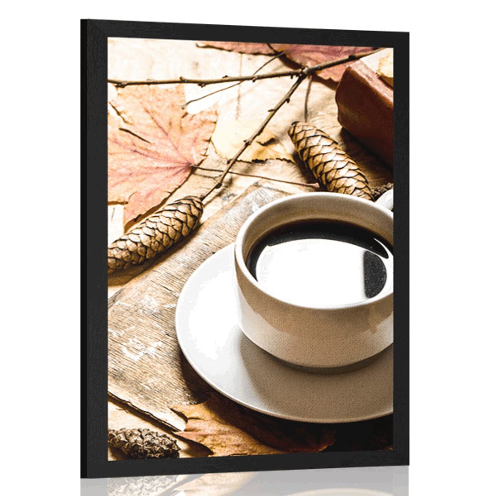 Plagát šálka kávy v jesennom nádychu