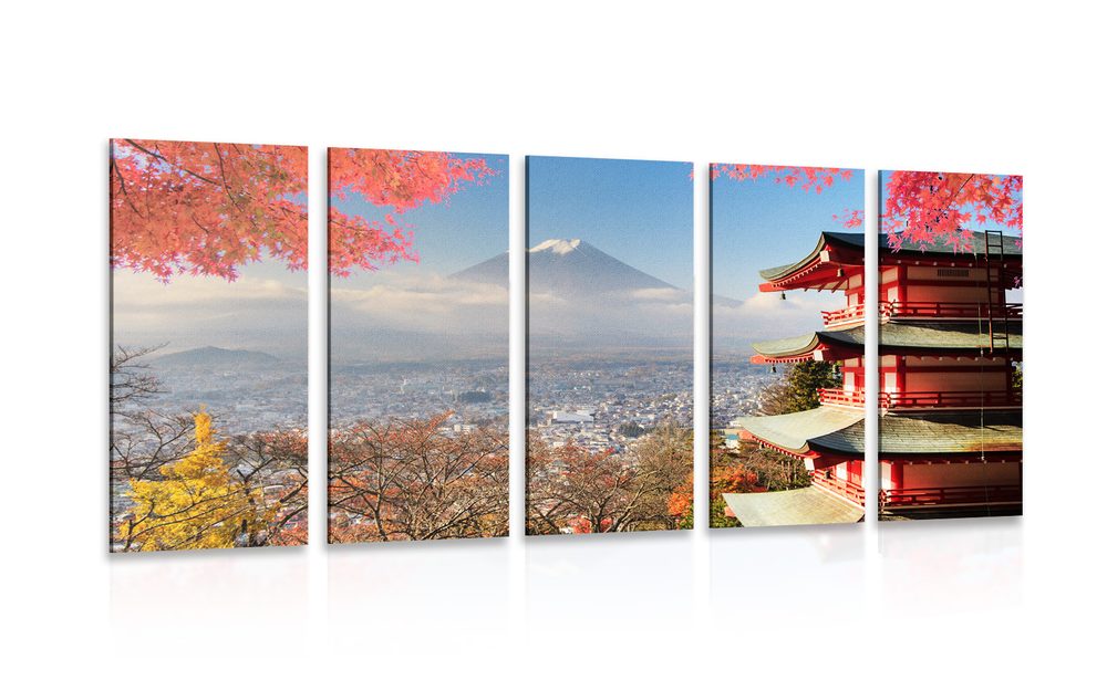 5-dílný obraz podzim v Japonsku