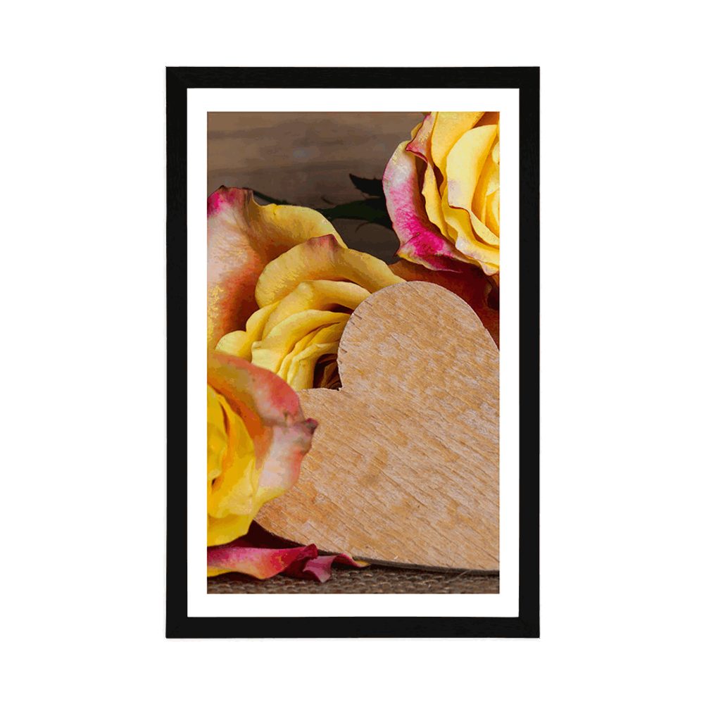 E-shop Plagát s paspartou valentínske žlté ruže
