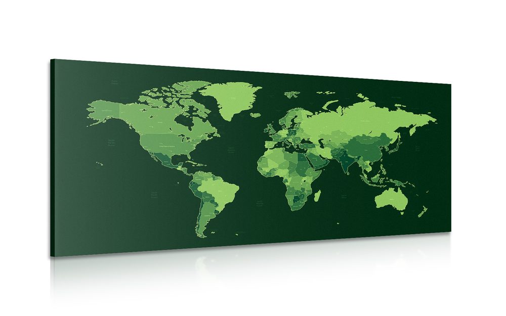 Obraz detailná mapa sveta v zelenej farbe