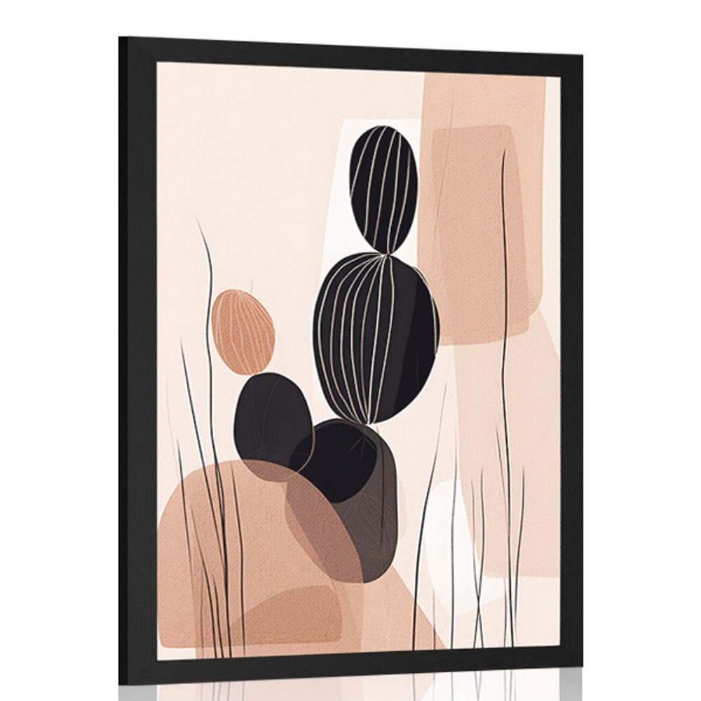 Levně Plakát abstraktní botanické tvary kaktus