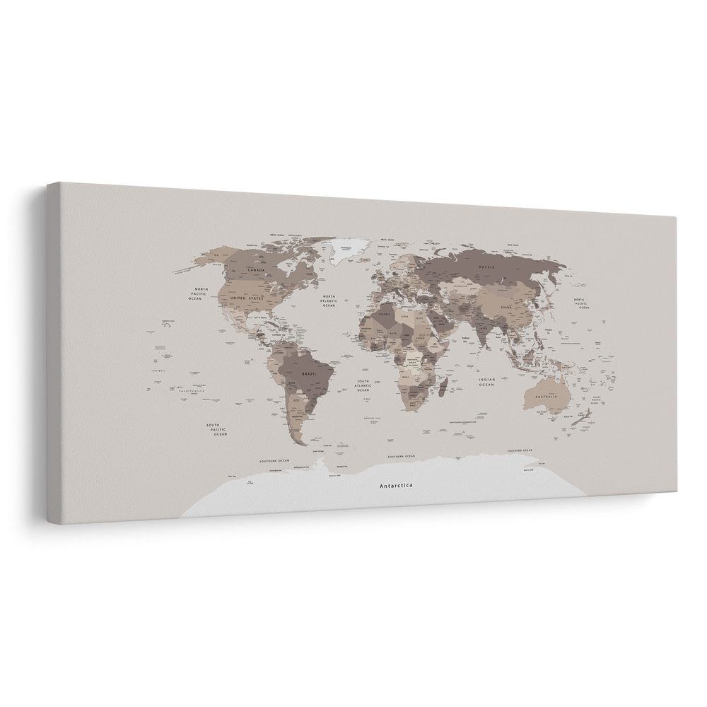 Obraz na korku mapa sveta v béžovej