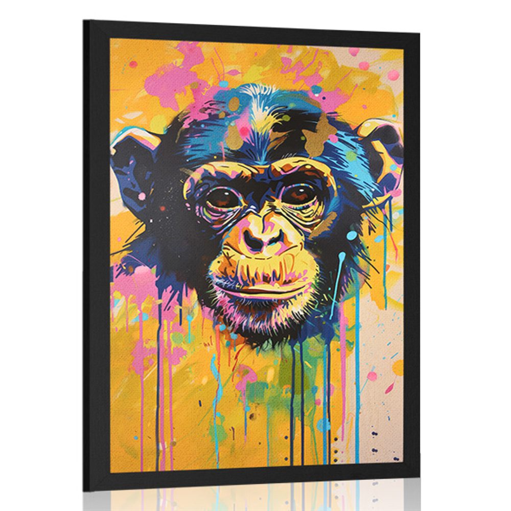 Plagát opica s imitáciou maľby