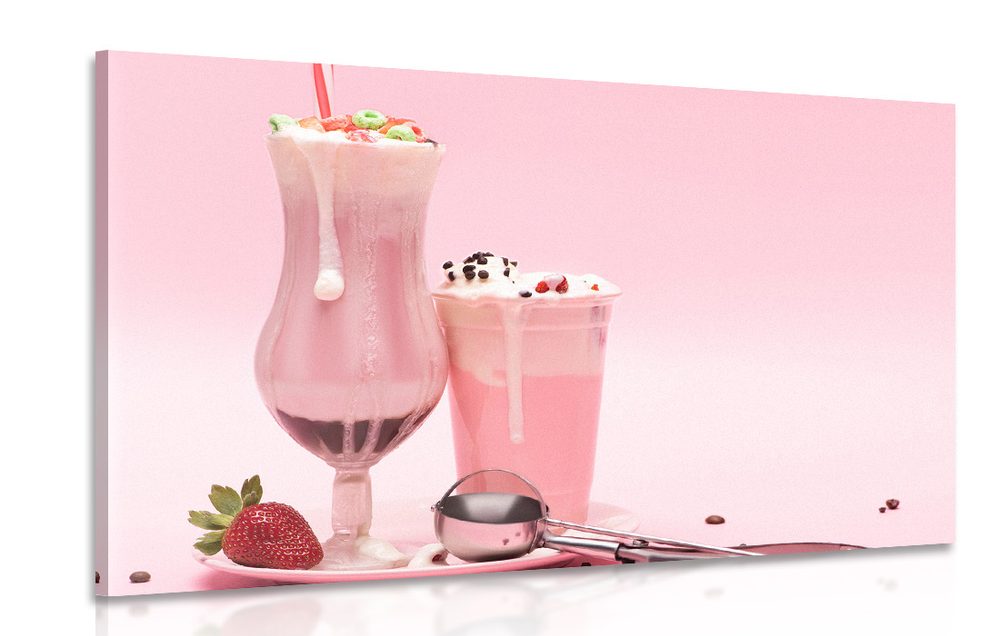 Obraz ružový mliečny koktail
