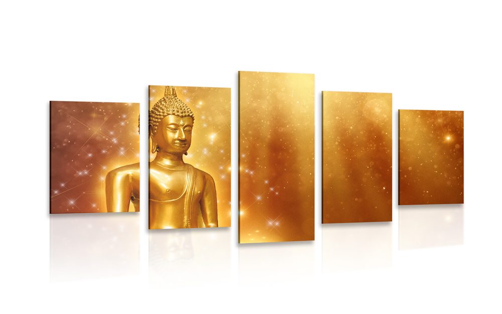 5-dielny obraz zlatý Budha