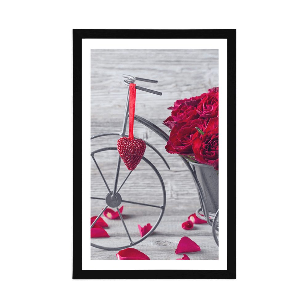 E-shop Plagát s paspartou bicykel plný ruží
