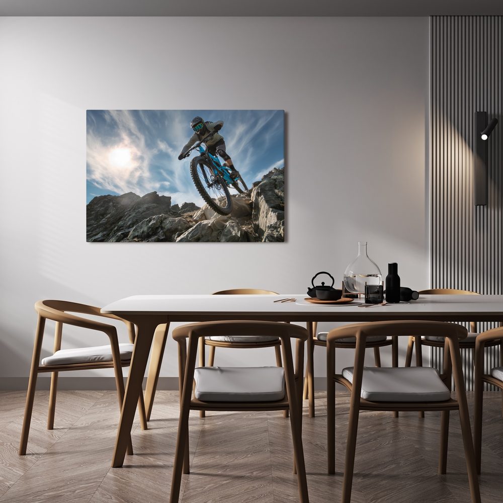Obraz cyklista na horskej ceste