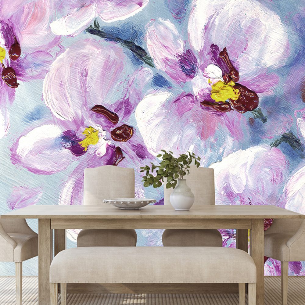 Samolepící tapeta romantické fialové květiny