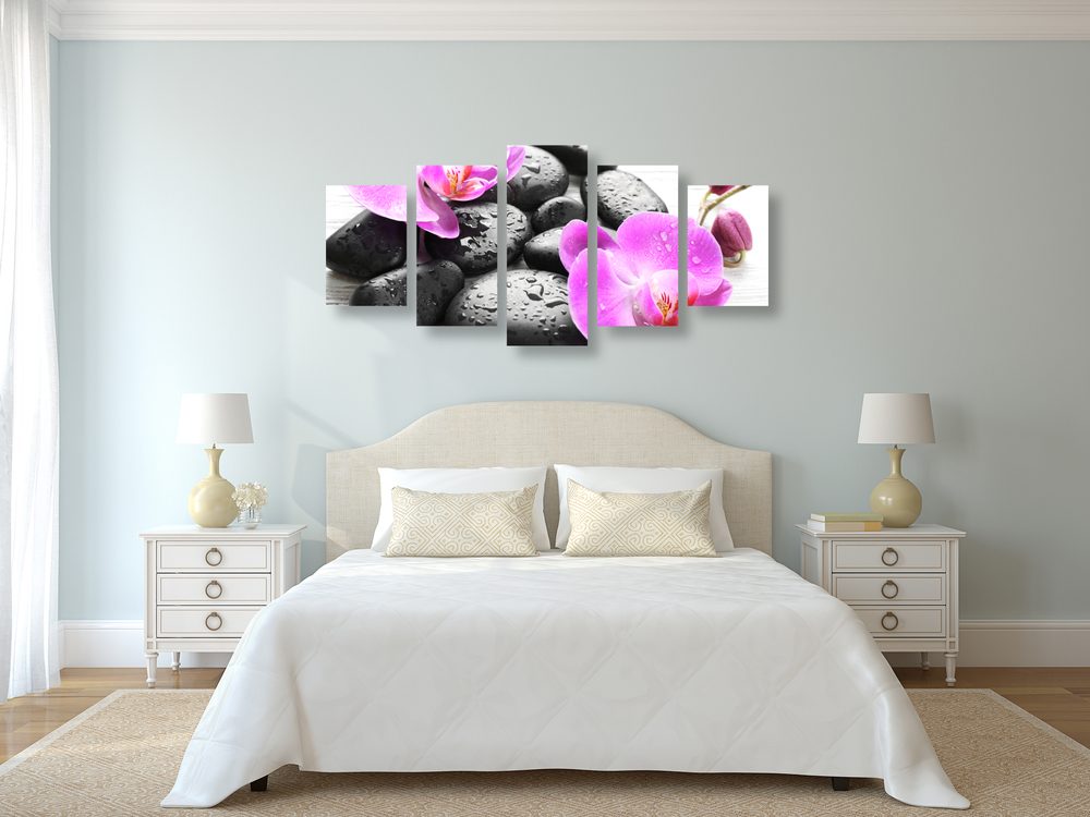 E-shop 5-dielny obraz krásna súhra kameňov a orchidey
