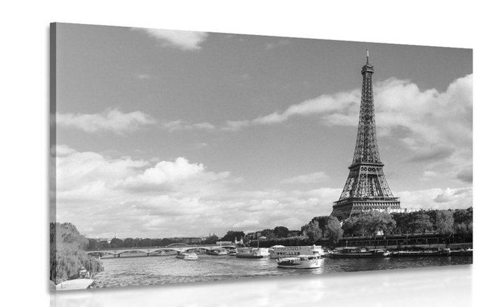 Obraz nádherná panoráma Paríža v čiernobielom prevedení - 90x60