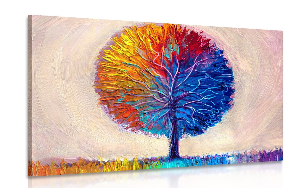 Obraz farebný akvarelový strom