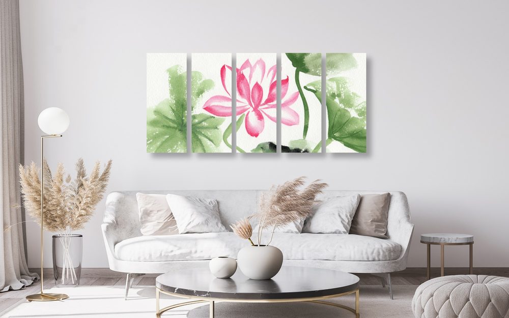 E-shop 5-dielny obraz akvarelový lotosový kvet