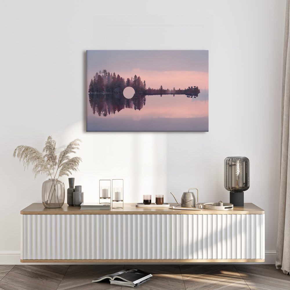 Obraz gitara v tvare lesa