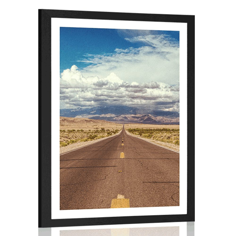 Levně Plakát s paspartou cesta v poušti