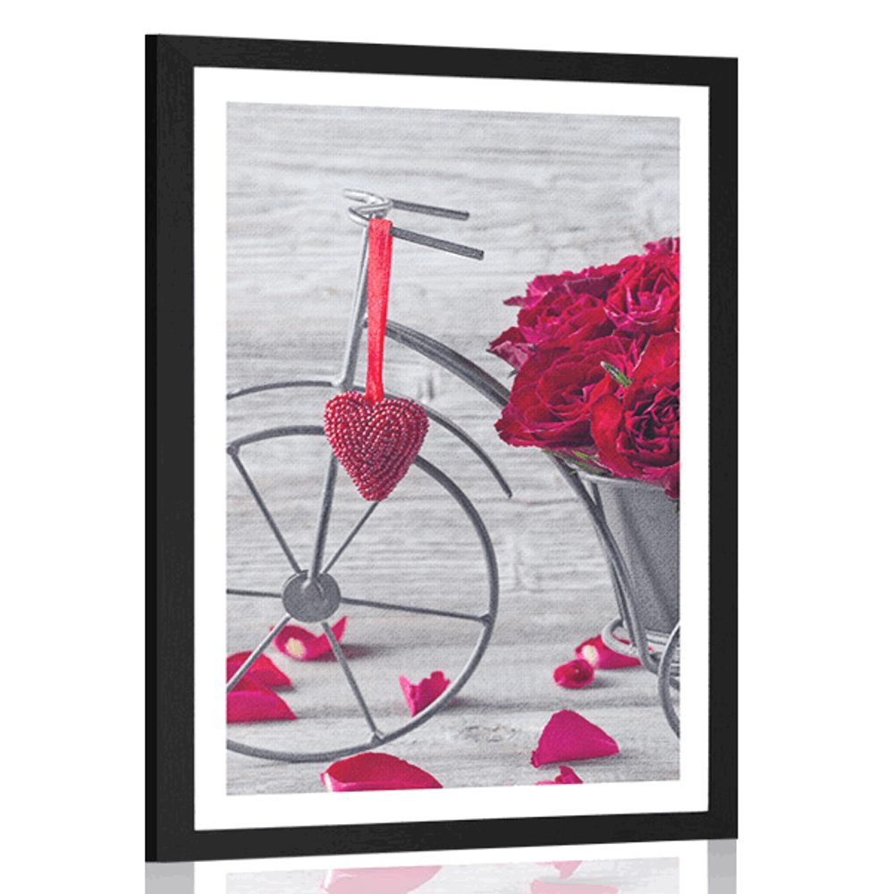 Plakát s paspartou kolo plné růží