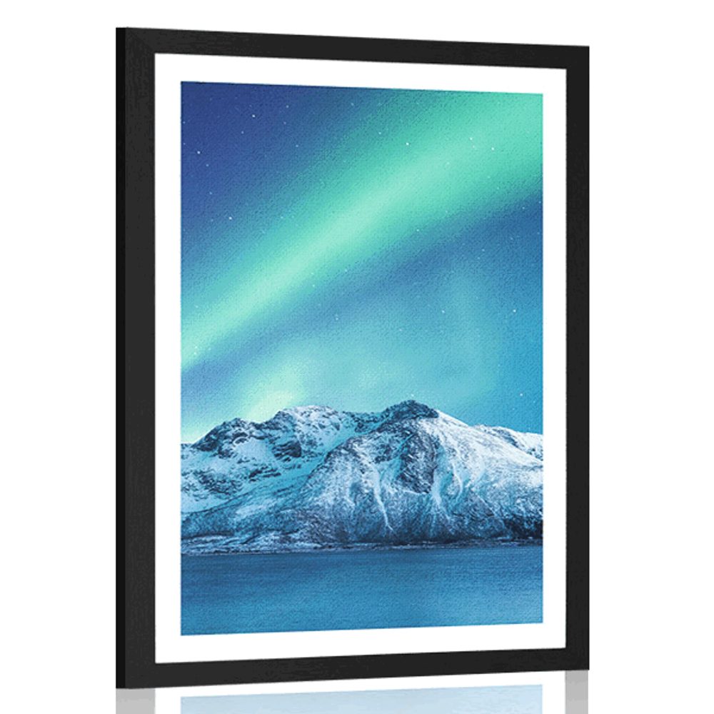 Plakát s paspartou arktická polární záře