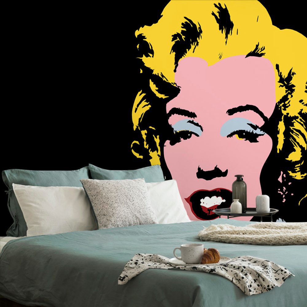 Tapeta pop art Marilyn Monroe na čiernom pozadí