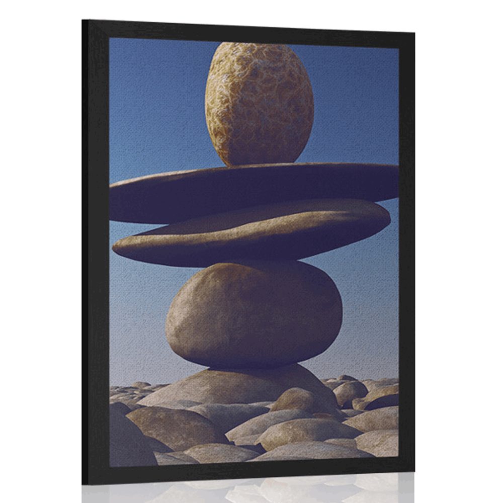 Plakát skládané kameny v měsíčním světle