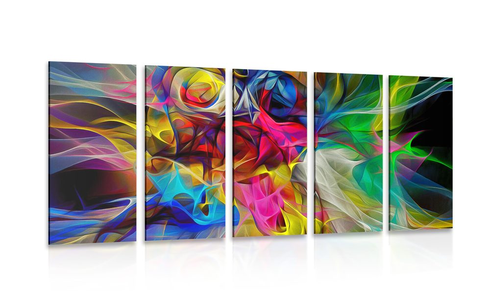 5-dielny obraz abstraktný farebný chaos