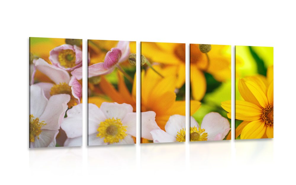 5-dielny obraz žiarivá letná kytica