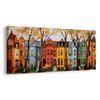 TABLEAU SUR TOILE – CHARME AUTOMNAL DE LA VILLE - MAISONS COLORÉES - TABLEAUX