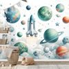 FOTOBEHANG KINDERLIJKE RUIMTEWERELD MET RAKETTEN - KINDERFOTOBEHANG - FOTOBEHANG