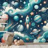 FOTOBEHANG KLEURRIJK HEELAL MET RAKET - KINDERFOTOBEHANG - FOTOBEHANG