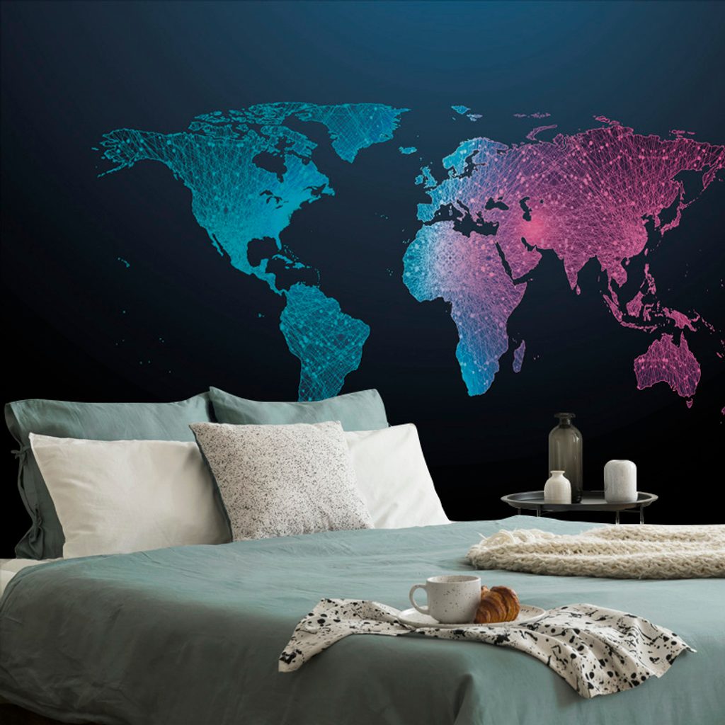 Tapet harta lumii de noapte | Dovido.ro